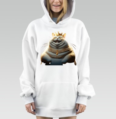 Королевский толстый кот в золотой короне на шее кулон, Hoodie Mjhigh Dig, оверсайз, утепленная