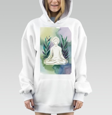 Будда медитация внутренний покой гармония природы, Hoodie Mjhigh Dig, оверсайз, утепленная