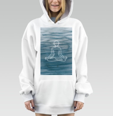 Медитация в синем спокойствие внутри гармония души, Hoodie Mjhigh Dig, оверсайз, утепленная
