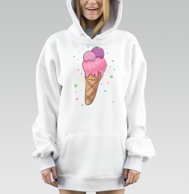 Мороженое с шариками и рожок летнее наслаждение мороженое, Hoodie Mjhigh Dig, оверсайз, утепленная