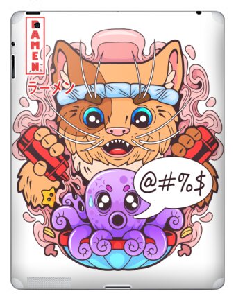Дерзкий кот-шеф с осьминогом в стиле поп-арт - Наклейки на iPad