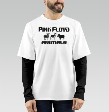 Стильная графика по мотивам альбома Pink Floyd Animals Пинк Флойд Животные, Футболка мужская лонгслив OneOne