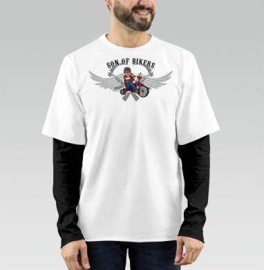 SON OF BIKERS / Сын Байкеров забавный малыш гоняет на красном трицикле весело, Футболка мужская лонгслив OneOne