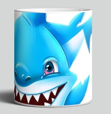 Жизнерадостный морской хищник мультяшная синяя акула Smiling Blue Shark - Магазин футболок Iraya - Дизайнерские принты