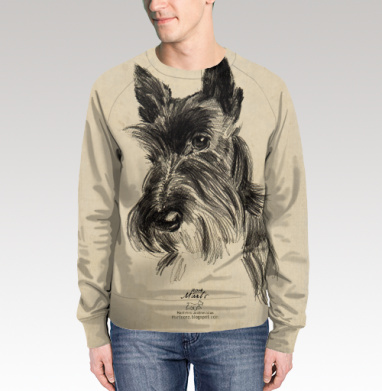 Scottish Terrier Шотландский терьер эскиз портрет черного пса, Свитшот мужской 3D