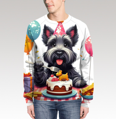 Маленький черный терьер отмечает первый юбилей Birthday Dog Party - Магазин футболок TatyanaWIsh - Дизайнерские принты