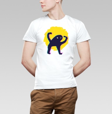 Черная фигура на желтом фоне победа дерзость, Футболка мужская Base белая
