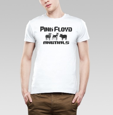 Стильная графика по мотивам альбома Pink Floyd Animals Пинк Флойд Животные, Футболка мужская Base белая