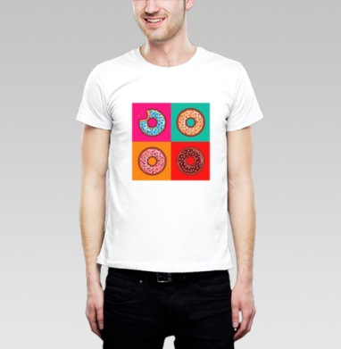 Pop art donut / Пончик в стиле поп-арт, Футболка мужская Base белая