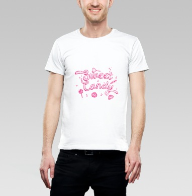 Sweet Candy Pink / Сладкий конфетно-розовый, Футболка мужская Base белая