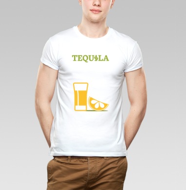 Яркий минималистичный плакат TEQUILA с мексиканским стилем, Футболка мужская Base белая