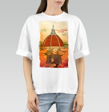 Уютная женщина под куполом Santa Maria del Fiore / Святая Мария Цветочная - Футболка женская оверсайз Gate, страница 7