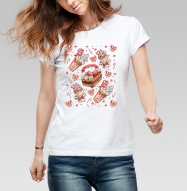 Happy Valentines Day pattern / Паттерн ко Дню святого Валентина, Футболка женская белая 180гр
