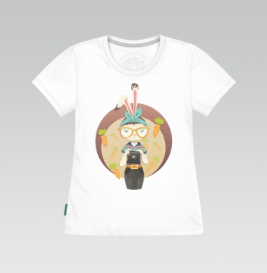 Hipster Bunny / Зайка-хипстер, Футболка женская белая 180гр