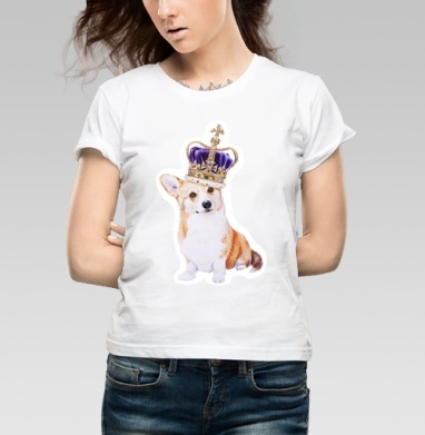 Корги в короне корги в короне, Футболка женская белая 180гр