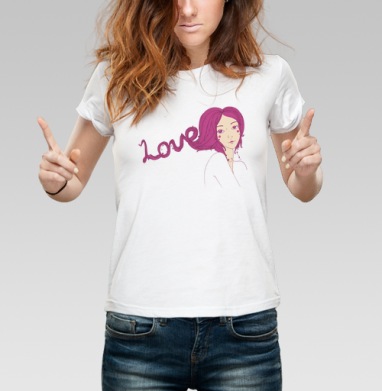 Love is in the hair  / Любовь в волосах, Футболка женская белая 180гр