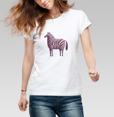 Zebra (Живая Азбука), Футболка женская белая 180гр