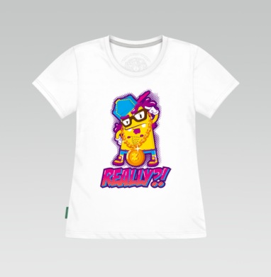Skeptical Yellow Gangsta Character / Скептичный Жёлтый Гангста Монстр, Футболка женская белая 180гр