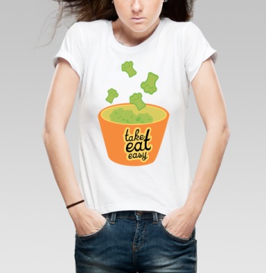 take eat easy 3 / Ешь легко 3, Футболка женская белая 180гр