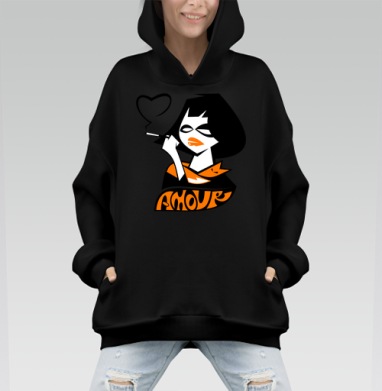 Стильная женщина с дымом в форме сердца AMOUR - Hoodie Mono, черная, оверсайз, утепленная, страница 7