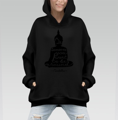 Силуэт Будды с мудрой цитатой для вдохновения - Hoodie Mono, черная, оверсайз, утепленная, страница 4