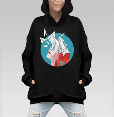 Иллюстрация «Ментальный шторм» – эмоциональный арт - Hoodie Mono, черная, оверсайз, утепленная, страница 5