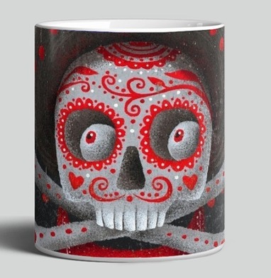 Череп с сомбреро Día de los Muertos яркий арт, Кружка c принтом керамическая