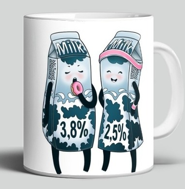 Весёлые пакеты молока 3,8% и 2,5% с персонажами - Funny T-Shirts For Cheerful Life