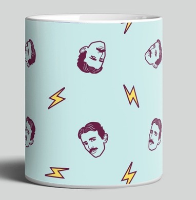 Паттерн с портретами Николы Теслы и молниями - AESHOP