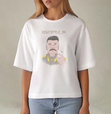 Ироничный портрет iOSif STYLE_IN в стиле ретро, Футболка женская оверсайз Mido