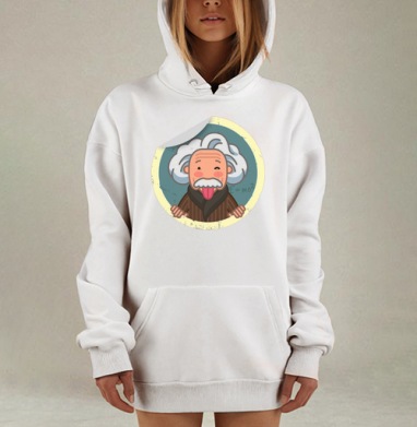Веселый Эйнштейн с языком и формулой E=mc², Hoodie Mjhigh Dig, оверсайз, утепленная