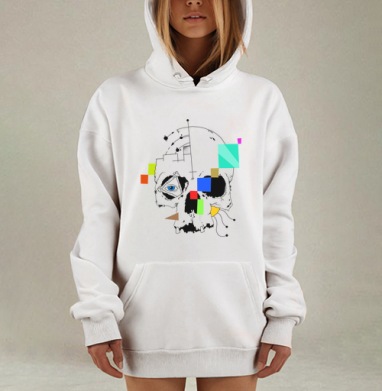Череп, Hoodie Mjhigh Dig, оверсайз, утепленная