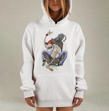 Дедушка и кот, Hoodie Mjhigh Dig, оверсайз, утепленная