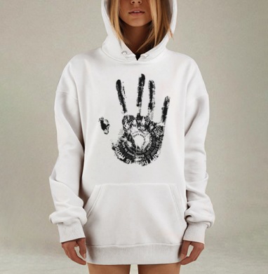 Отпечаток ладони со словами подавленности не хочу разговаривать, Hoodie Mjhigh Dig, оверсайз, утепленная