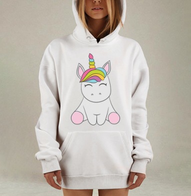 Милый мультяшный единорог для детских товаров, Hoodie Mjhigh Dig, оверсайз, утепленная