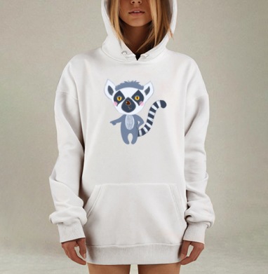 Милый лемур с игривым указующим жестом, Hoodie Mjhigh Dig, оверсайз, утепленная