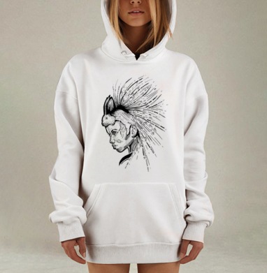 Голова с кроликом и шипами силы, Hoodie Mjhigh Dig, оверсайз, утепленная