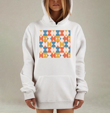 Геометрический паттерн в стиле Mid-Century Modern, Hoodie Mjhigh Dig, оверсайз, утепленная
