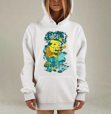 Пожилой мужчина у ноутбука с сигаретой и бутылкой идея над головой, Hoodie Mjhigh Dig, оверсайз, утепленная