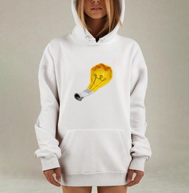 Сдулый желтый шарик в форме лампочки, Hoodie Mjhigh Dig, оверсайз, утепленная
