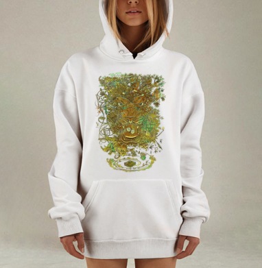 Иллюстрация африканской природы и охотника / Illustration of African nature and hunter, Hoodie Mjhigh Dig, оверсайз, утепленная