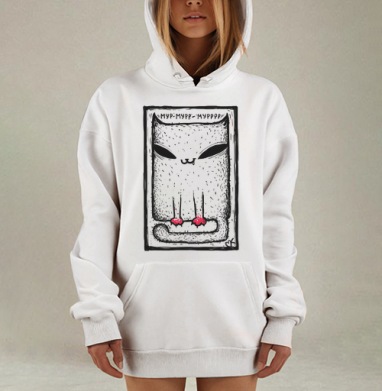 Мистический кот «МУР-МУРР» в графическом стиле, Hoodie Mjhigh Dig, оверсайз, утепленная