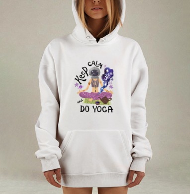 Астронавтка в позе лотоса с йогой в космосе, Hoodie Mjhigh Dig, оверсайз, утепленная