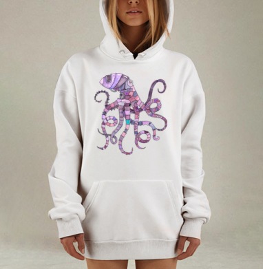 Кибер осьминог, Hoodie Mjhigh Dig, оверсайз, утепленная