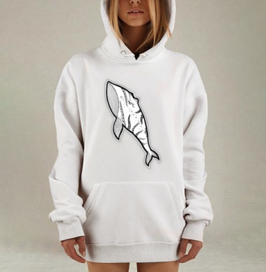 Дудлинг Кит: Лайн-арт с Миниатюрным Подводным Миром, Hoodie Mjhigh Dig, оверсайз, утепленная
