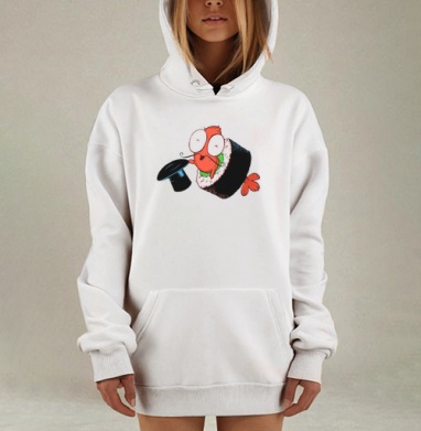 Веселая креветка джентльмен в суши калифорнийский ролл, Hoodie Mjhigh Dig, оверсайз, утепленная
