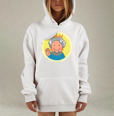 Весёлая королева с короной и оранжевым ожерельем, Hoodie Mjhigh Dig, оверсайз, утепленная