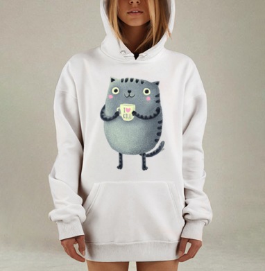 Кот I love to kill, Hoodie Mjhigh Dig, оверсайз, утепленная