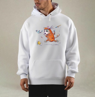 Игривый рыжий кот в индейском костюме, Толстовка Mjhigh, утепленная