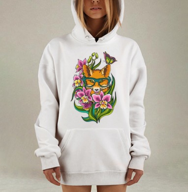 Лиса в очечах, Hoodie Mjhigh Dig, оверсайз, утепленная